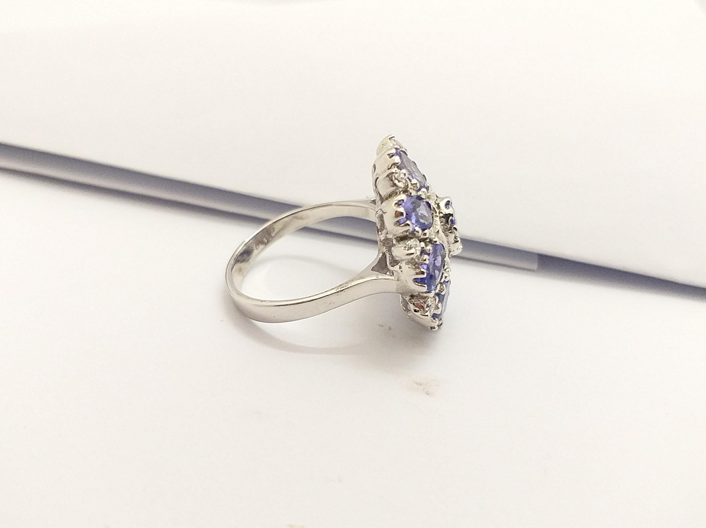 Tanzanite with Cubic Zirconia Ring set in Silver Settings For Sale 6