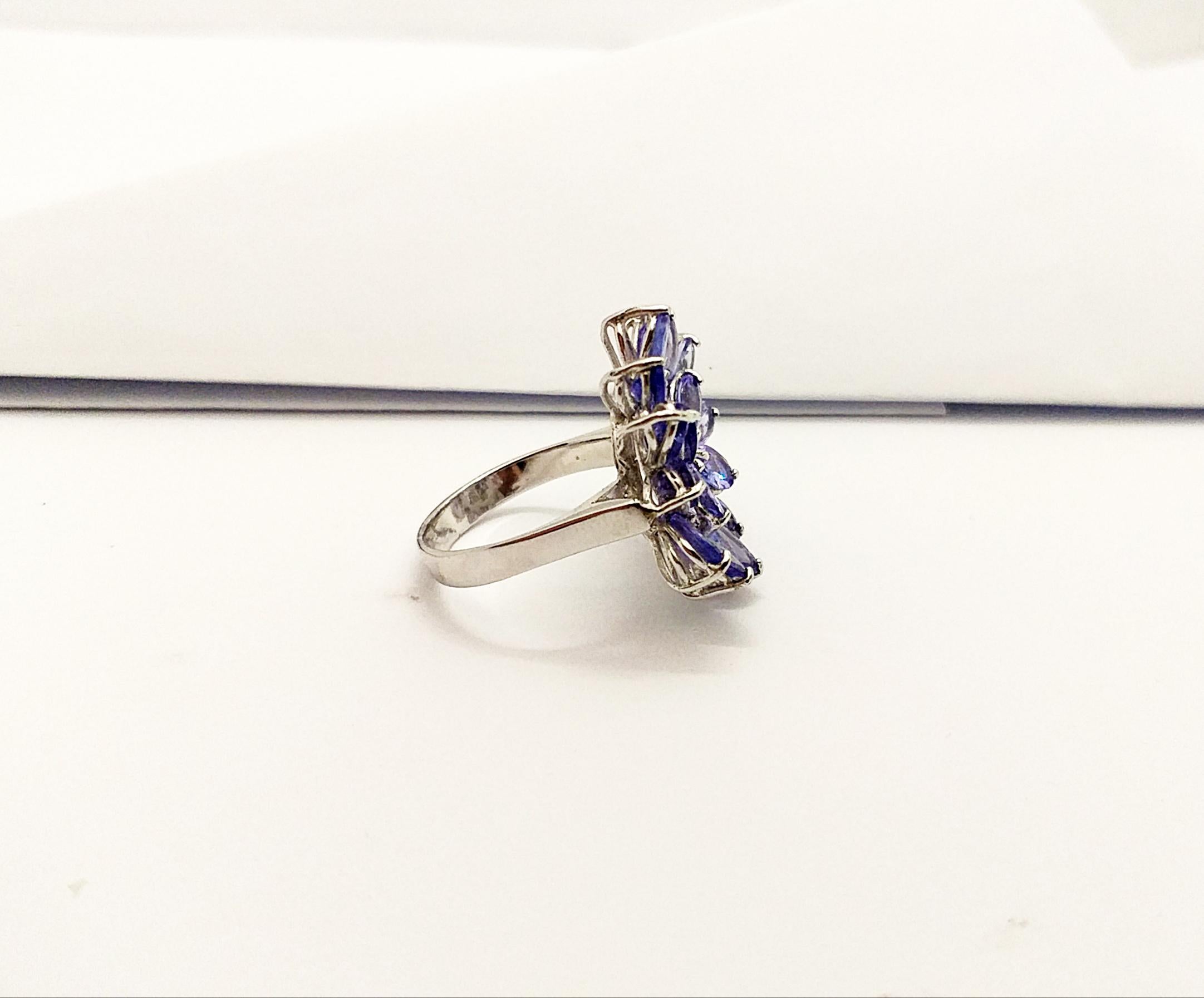 Tanzanite with Cubic Zirconia Ring set in Silver Settings For Sale 5