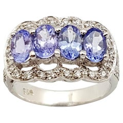 Tanzanite with Cubic Zirconia Ring set in Silver Settings