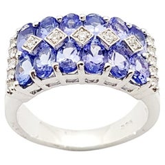 Tanzanite with Cubic Zirconia Ring set in Silver Settings