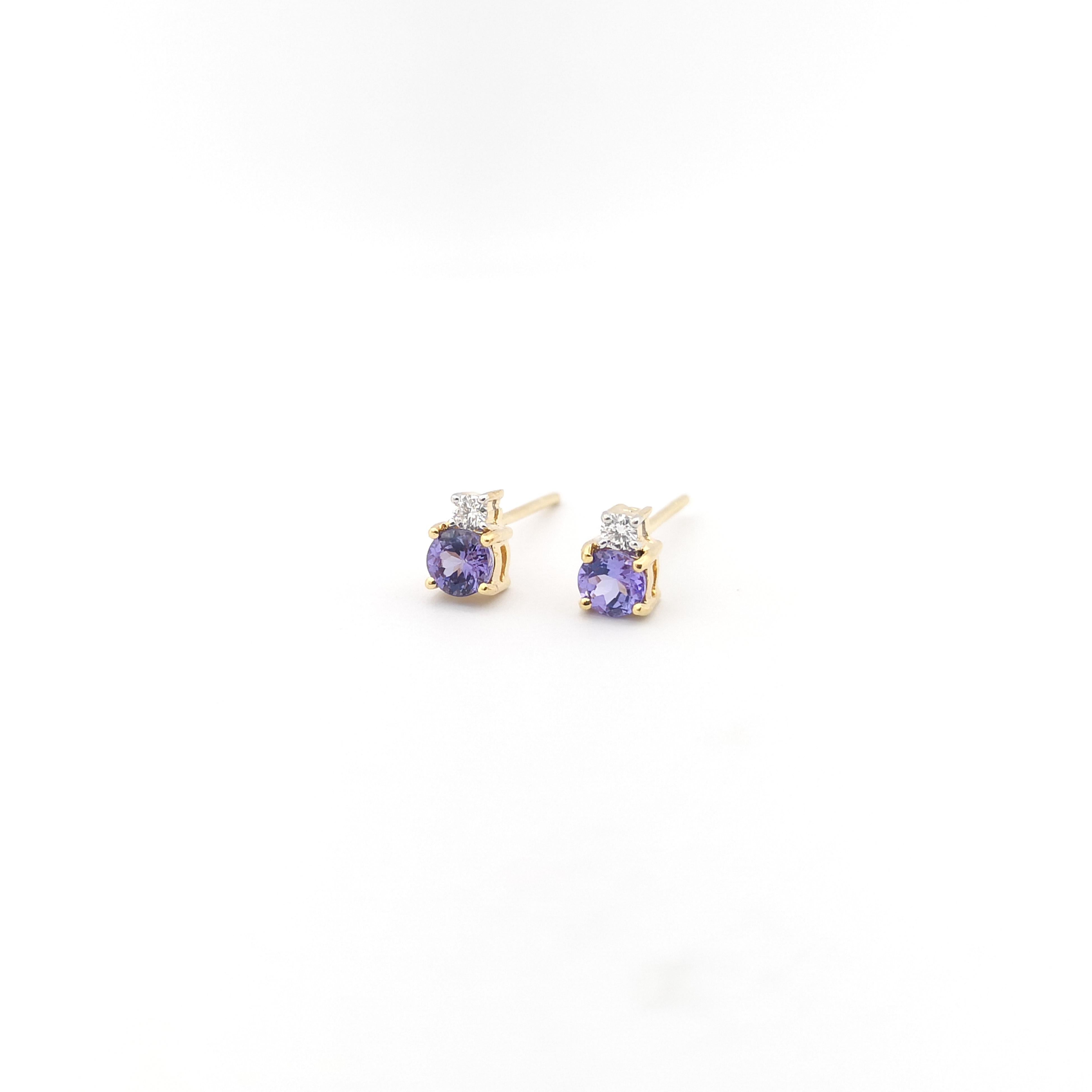 Tansanit mit Diamant-Ohrringen in 18 Karat Goldfassungen gefasst Damen im Angebot
