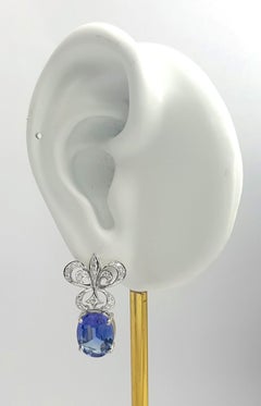 Tanzanite with Diamond Fleur-De-Lis Earrings set in 18K White Gold Settings