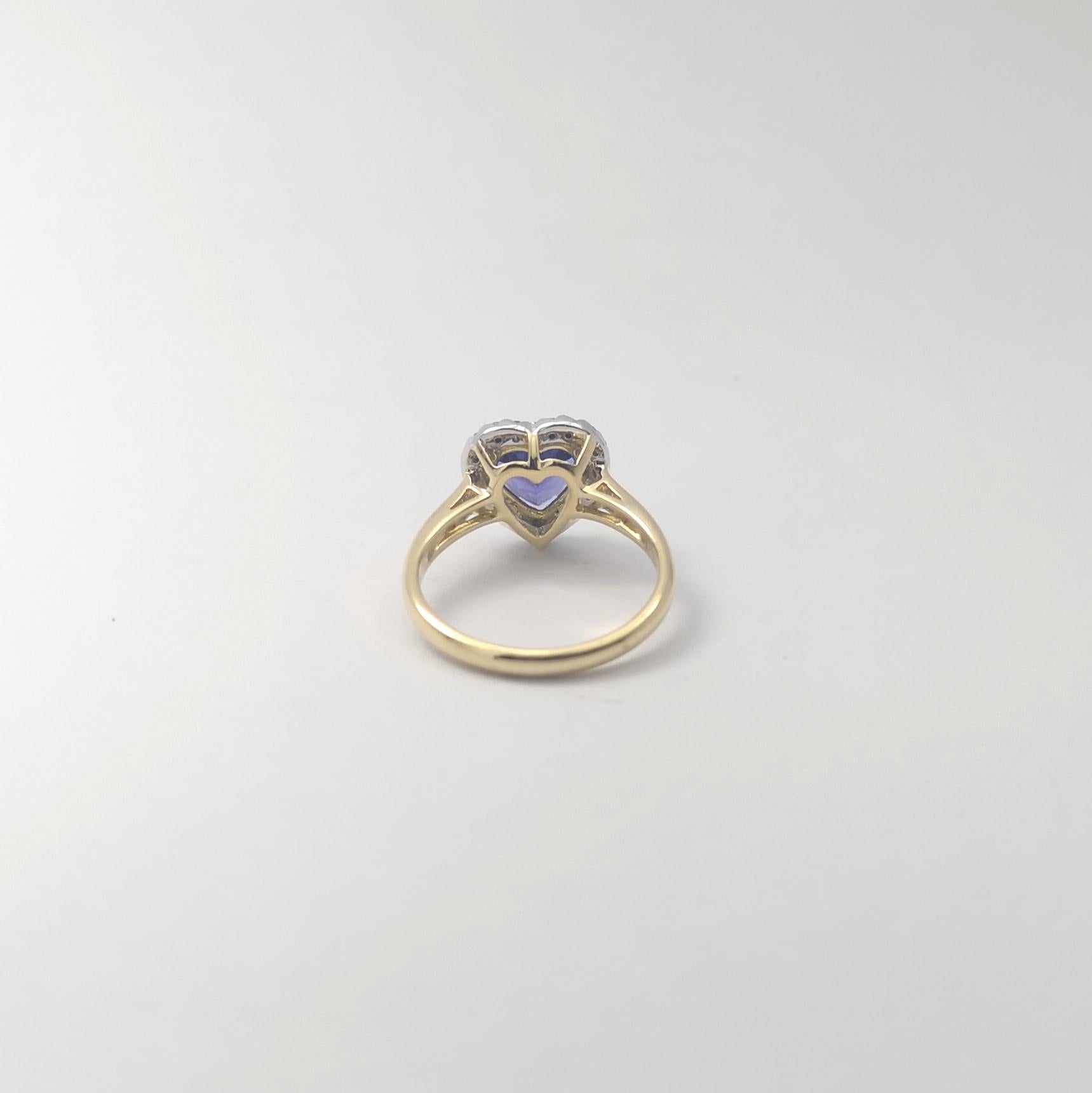 Bague de cœur en tanzanite et diamant sertie dans de l'or 18K en vente 4