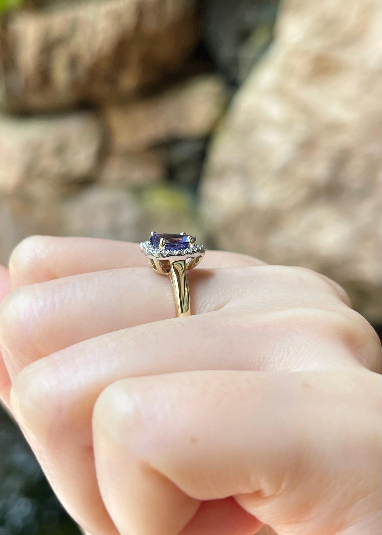 Bague de cœur en tanzanite et diamant sertie dans de l'or 18K Pour femmes en vente