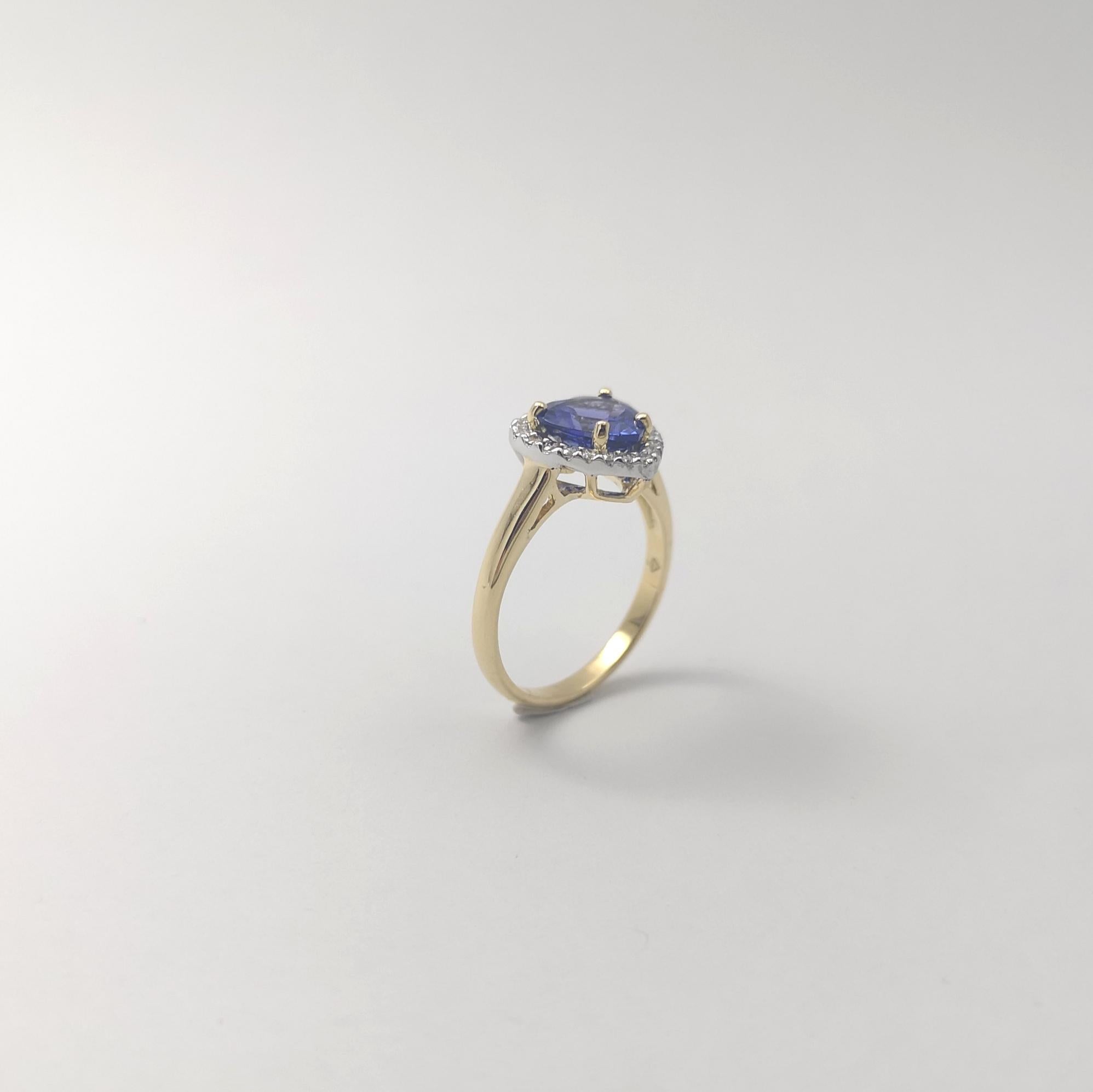 Bague de cœur en tanzanite et diamant sertie dans de l'or 18K en vente 3