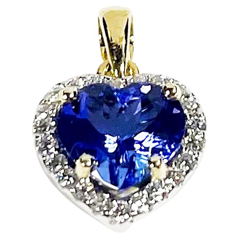 Tanzanite with Diamond Pendant set in 18K Yellow /White Gold Settings