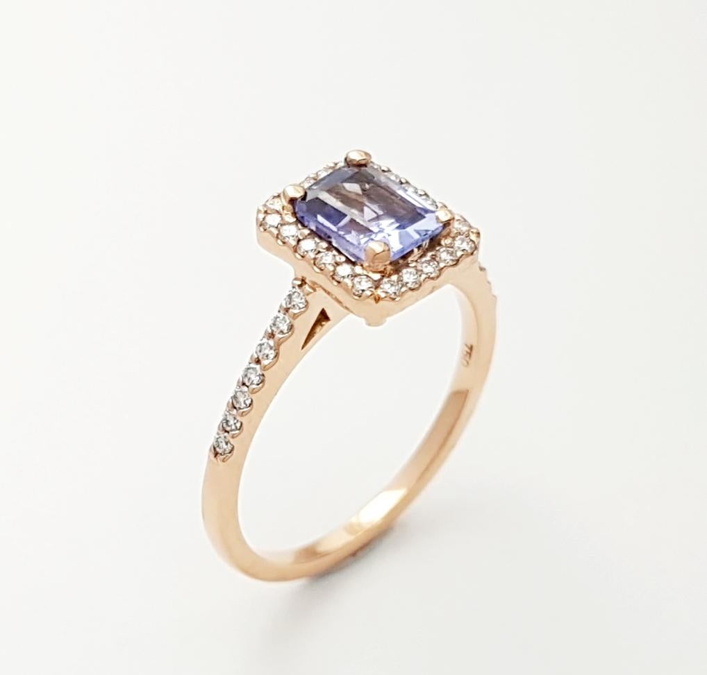 Tanzanite with Diamond Ring set in 18K Rose Gold Settings For Sale 6