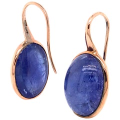 Tanzanite with Pink Gold 18 Karat Drop Earrings Tanzanite with Pink Gold 18 Karat Drop Earrings