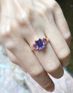 Tanzanite with Pink Sapphire Ring Set in 18 Karat Rose Gold Settings