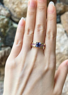Tanzanite with Pink Sapphire Ring set in 18K Gold Setting