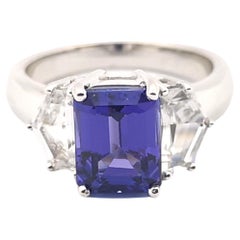 Tanzanite with White Sapphire Ring set in 18K White Gold Settings