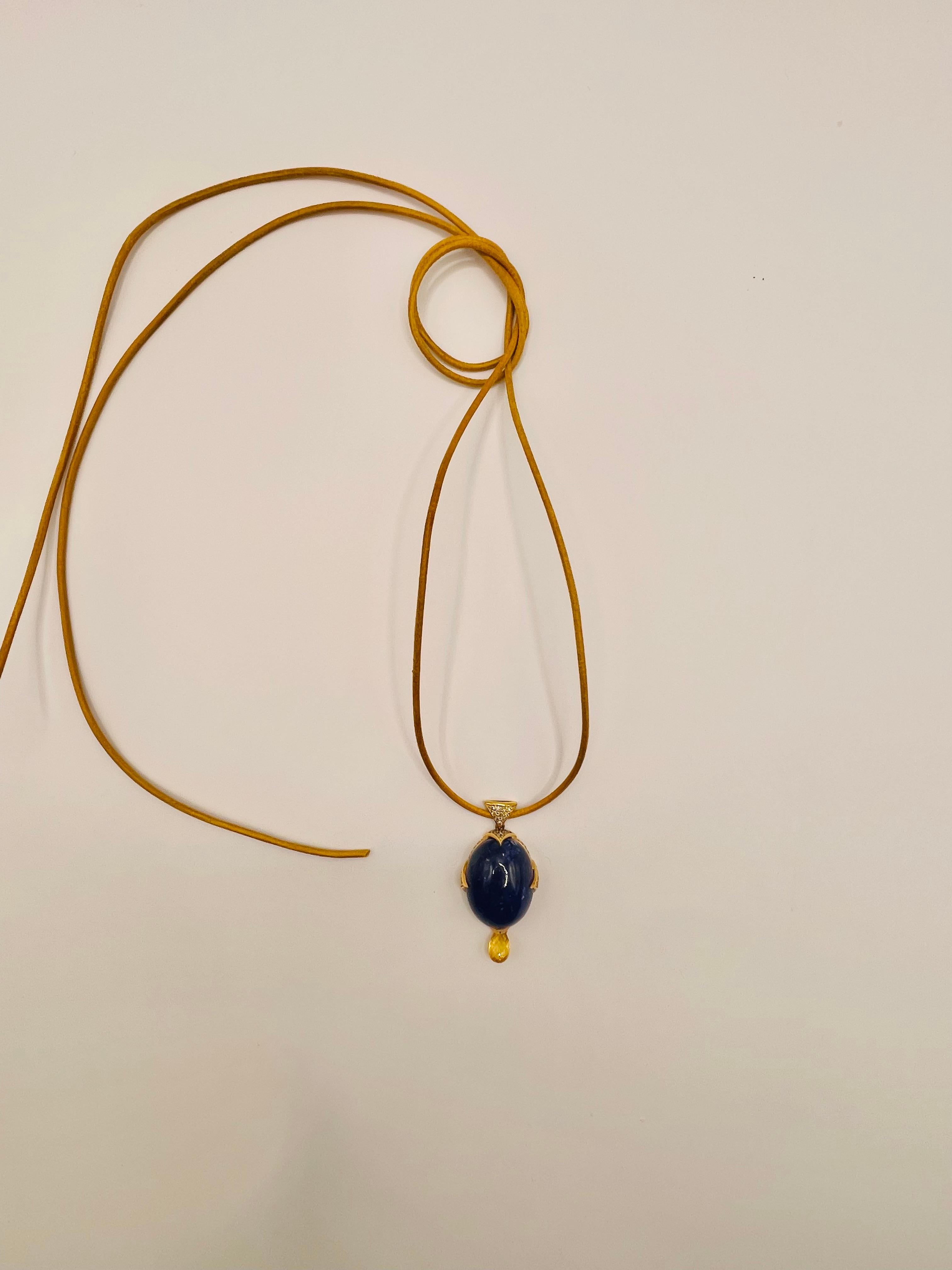 Tanzanite, Yellow Sapphire and Champagne diamonds pendant by Julia Shlovsky In New Condition For Sale In Seattle, WA