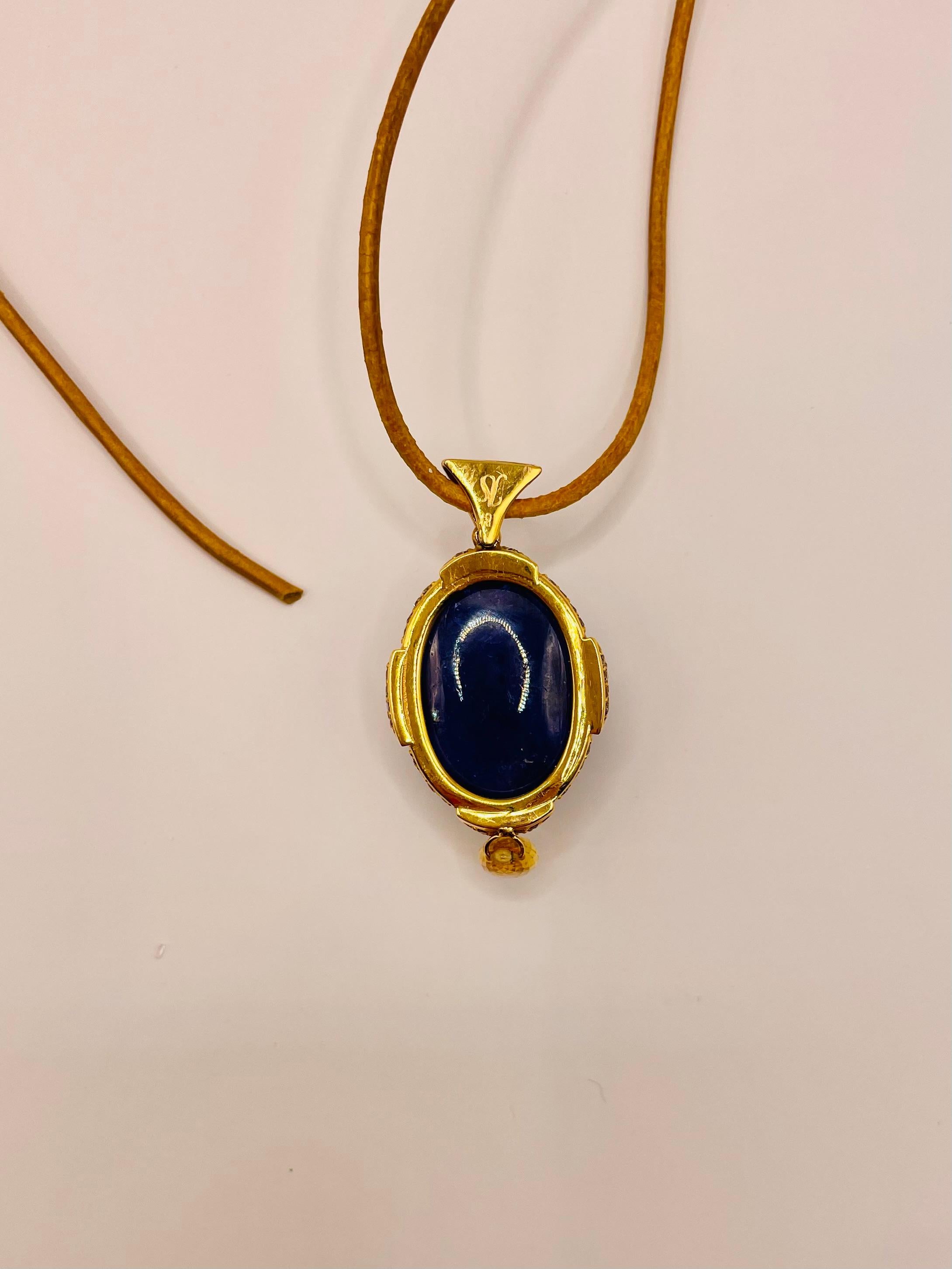 Women's Tanzanite, Yellow Sapphire and Champagne diamonds pendant by Julia Shlovsky For Sale