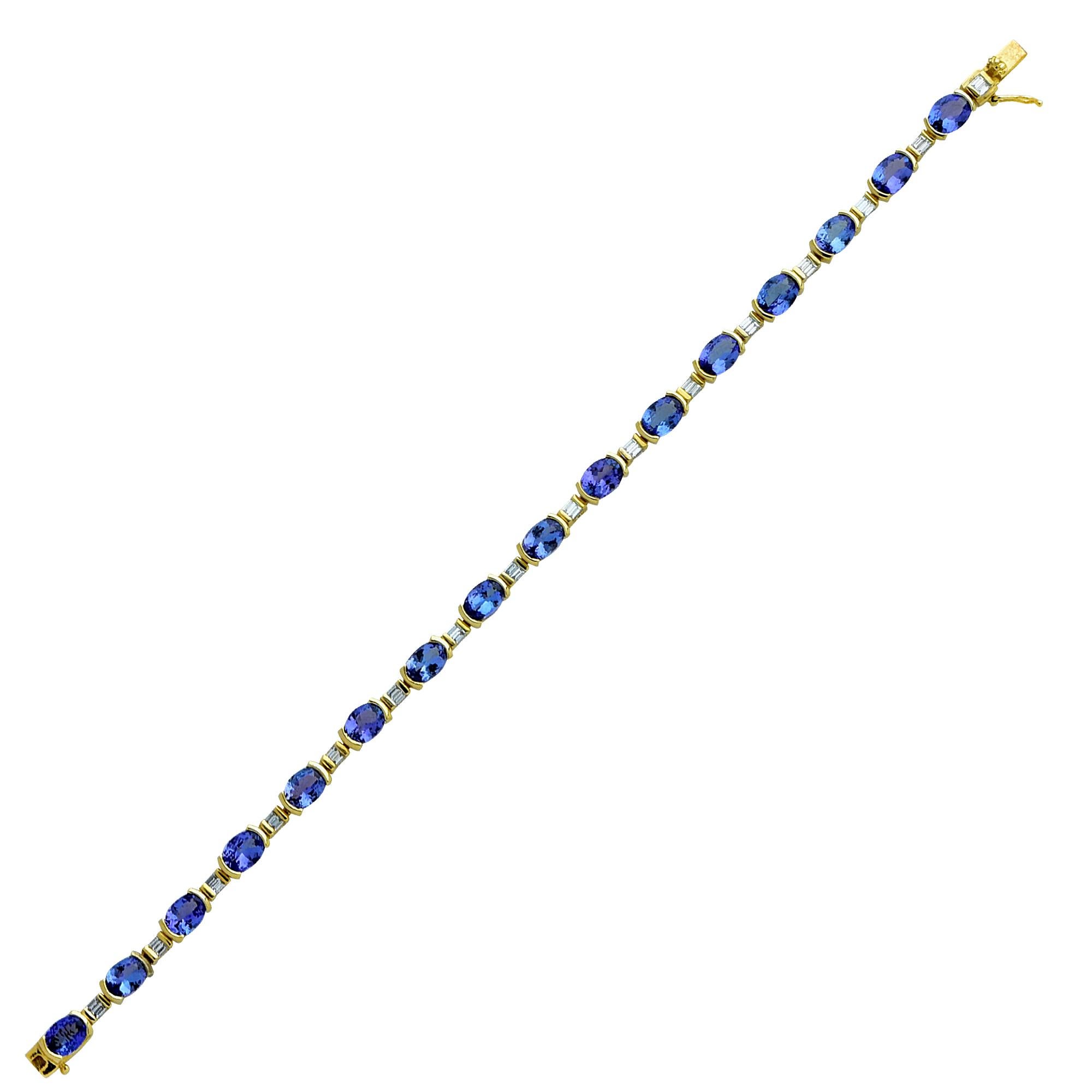 Contemporary Tanzantie and Diamond Bracelet