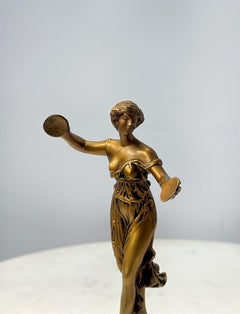 "Tänzerin mit Tschinellen" Bronze & Marble Sculpture by Georges Morin