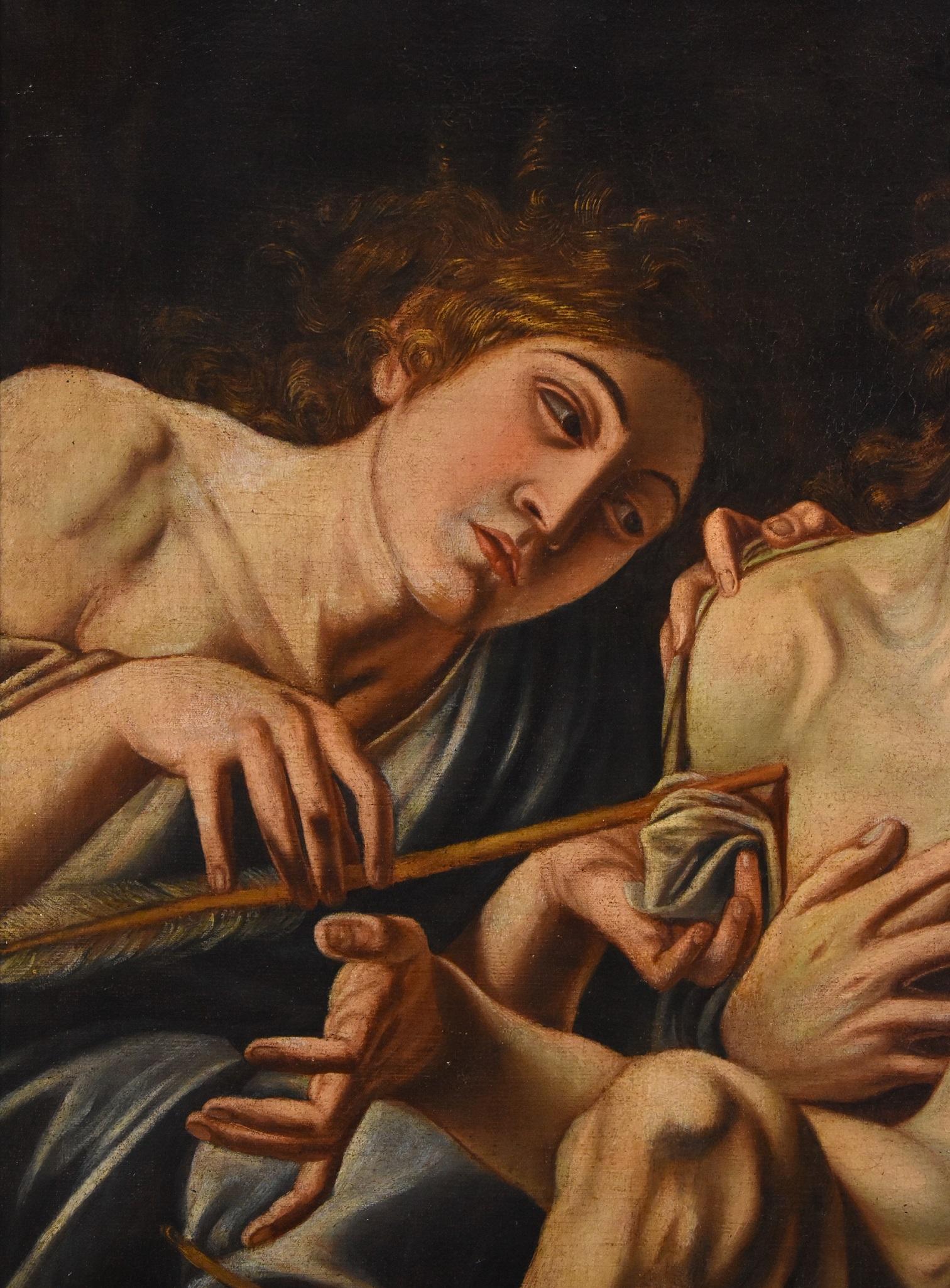 Saint Sebastian cured by angels
Antonio d'Enrico, called Tanzio da Varallo (Alagna Valsesia, c. 1582 - Varallo, 1633) - circle of

Oil on canvas
112 x 88 cm. - Framed 124 x 100 cm.

We share a painting of great fascination and intensity, depicting