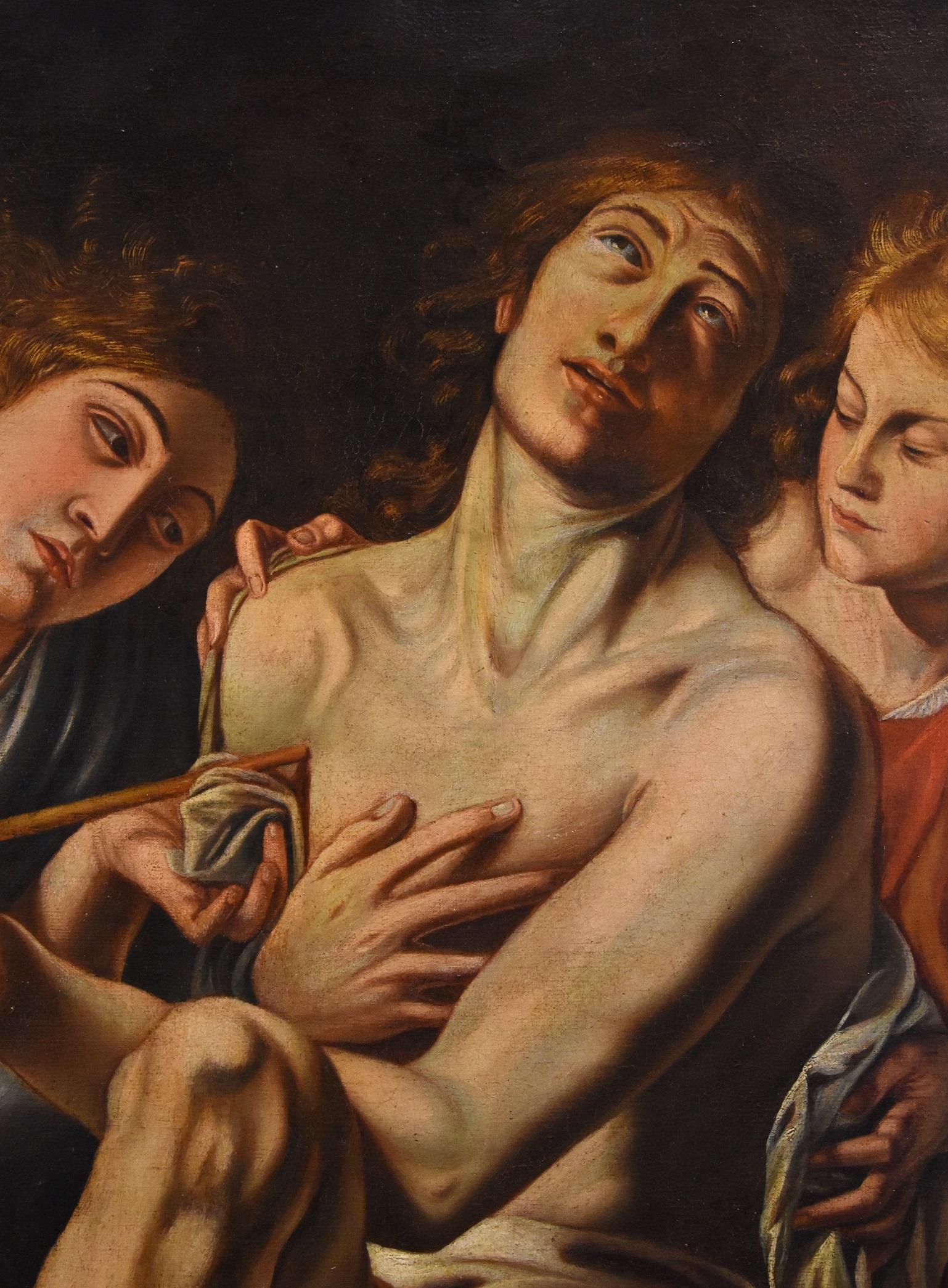 Saint Sebastian Angels Tanzio Da Varallo Paint Oil on canvas 17th Century Italy For Sale 1