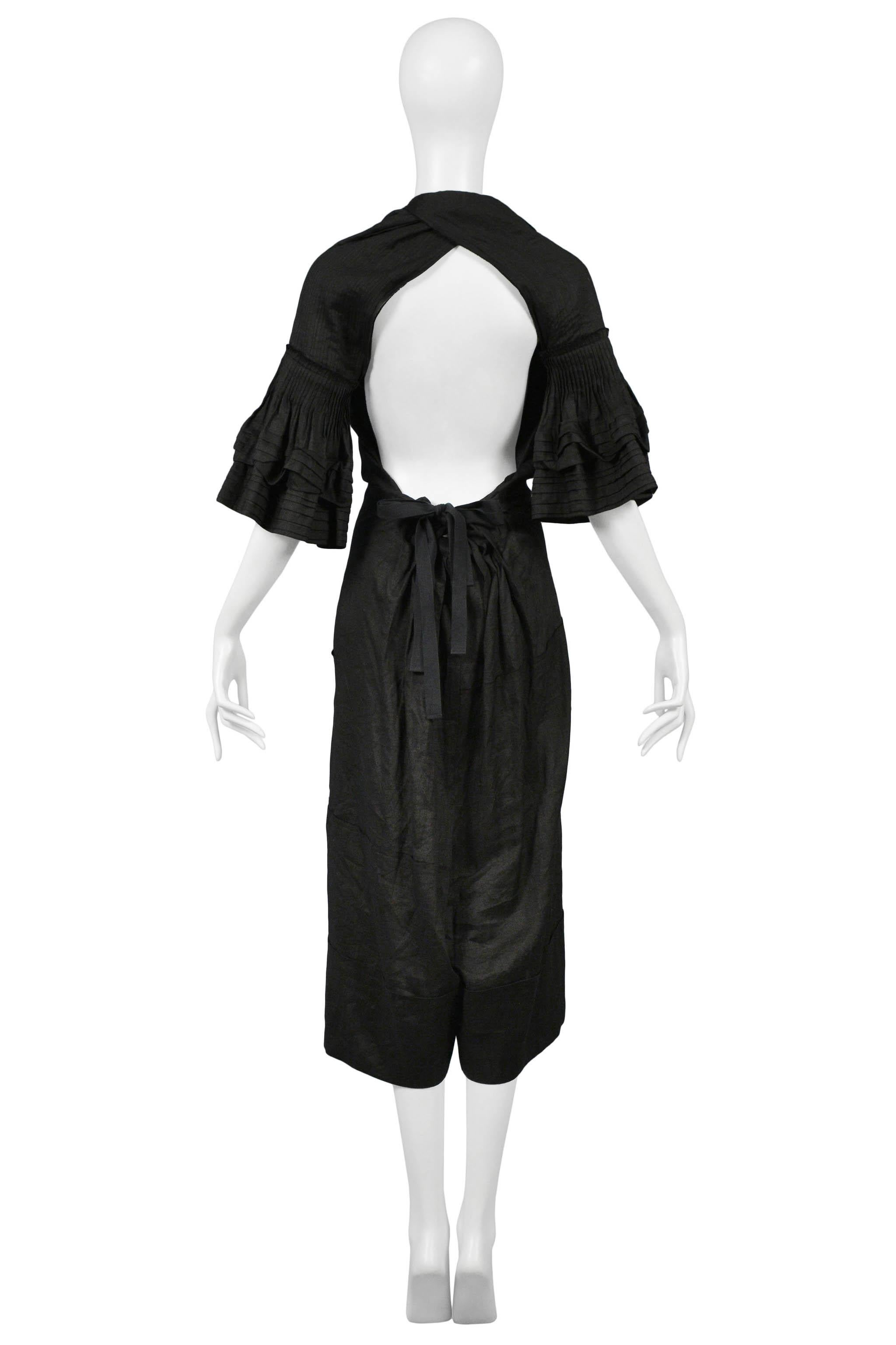 Donna Tao By Comme Des Garcons - Tuta a pieghe in lino nero 2007 in vendita