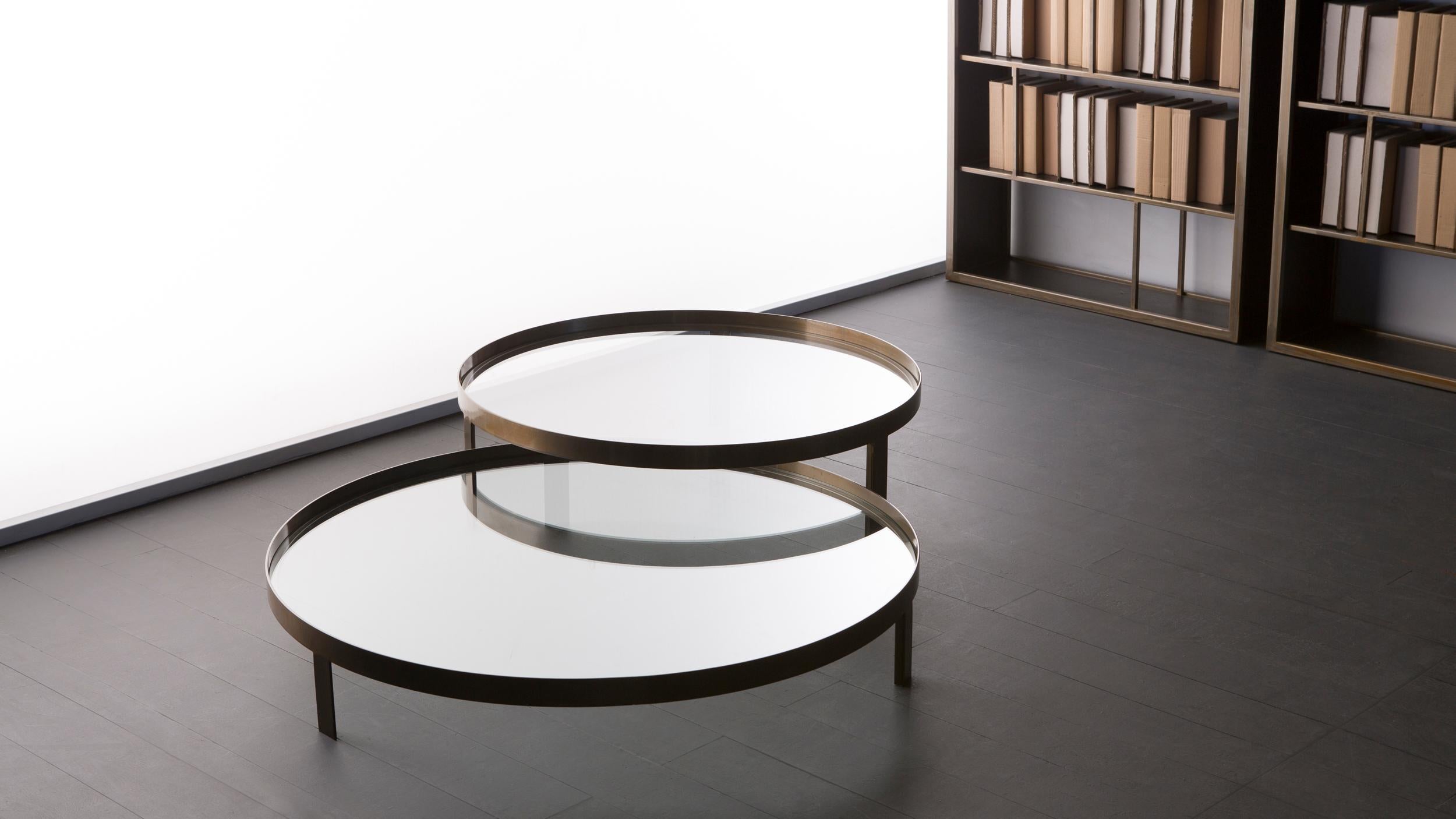Tao Coffee Table by Doimo Brasil
Dimensions:  D 100 x H 20 cm 
Materials: Base: Veneer, Top: clear glass 8mm.

Also available in D 100 x H 30, D 120 x H 20, D 120 x H 30 cm. Please contact us. 

With the intention of providing good taste and