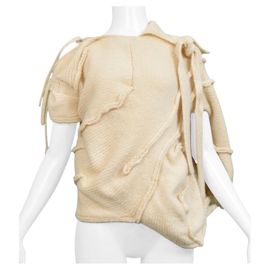 Tao Comme Des Garcons Cream Wool Cocoon Knot Sweater 2008