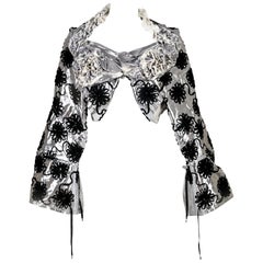Tao Comme Des Garcons  Floral plateado recortado  Chaqueta con cuello apliques 2008