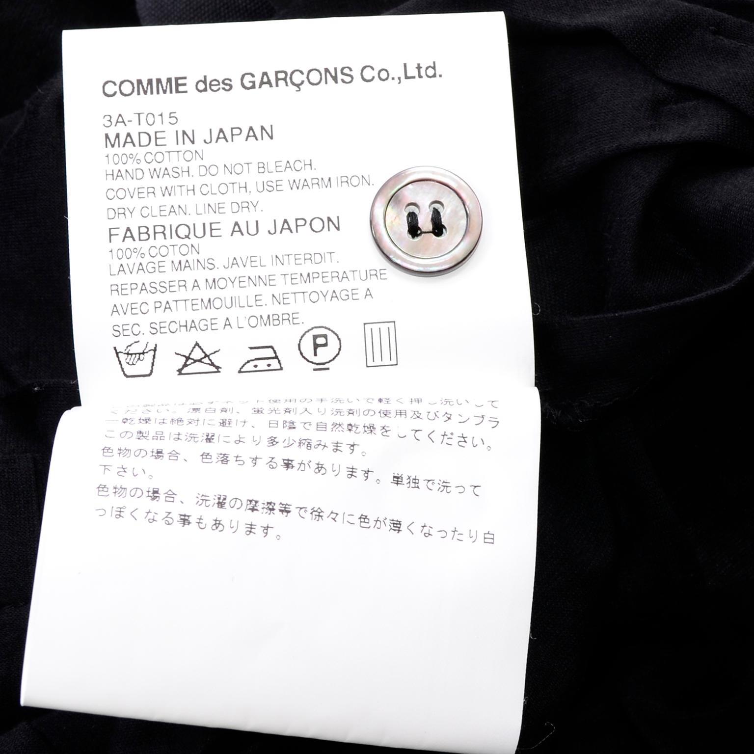 Tao Comme des Garcons New With Original Tags Black Cotton Avant Garde Top Medium 8