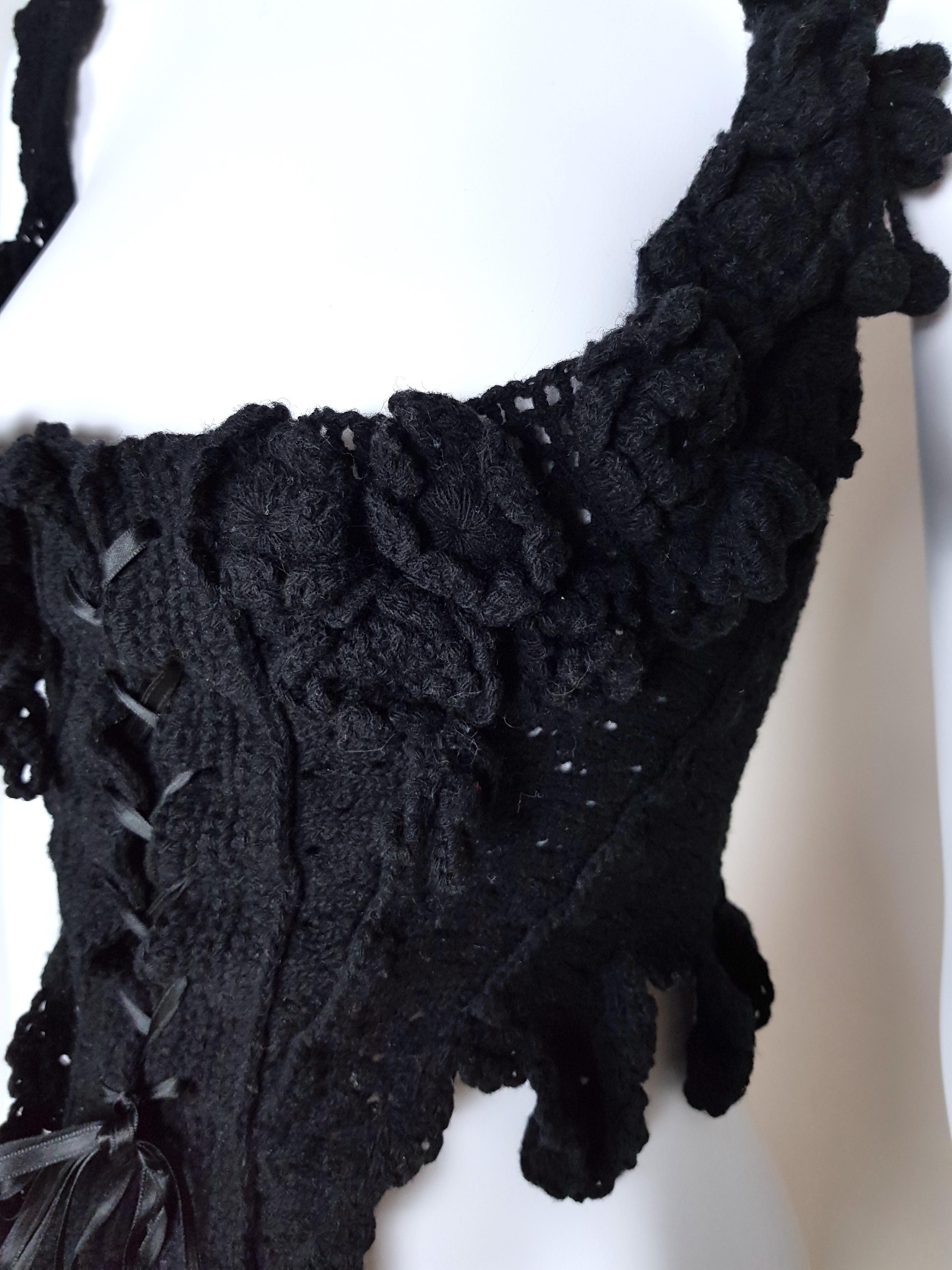 TAO comme des Garcons wool knitted victorian Corset, c. 2006 In Good Condition In Genève, CH