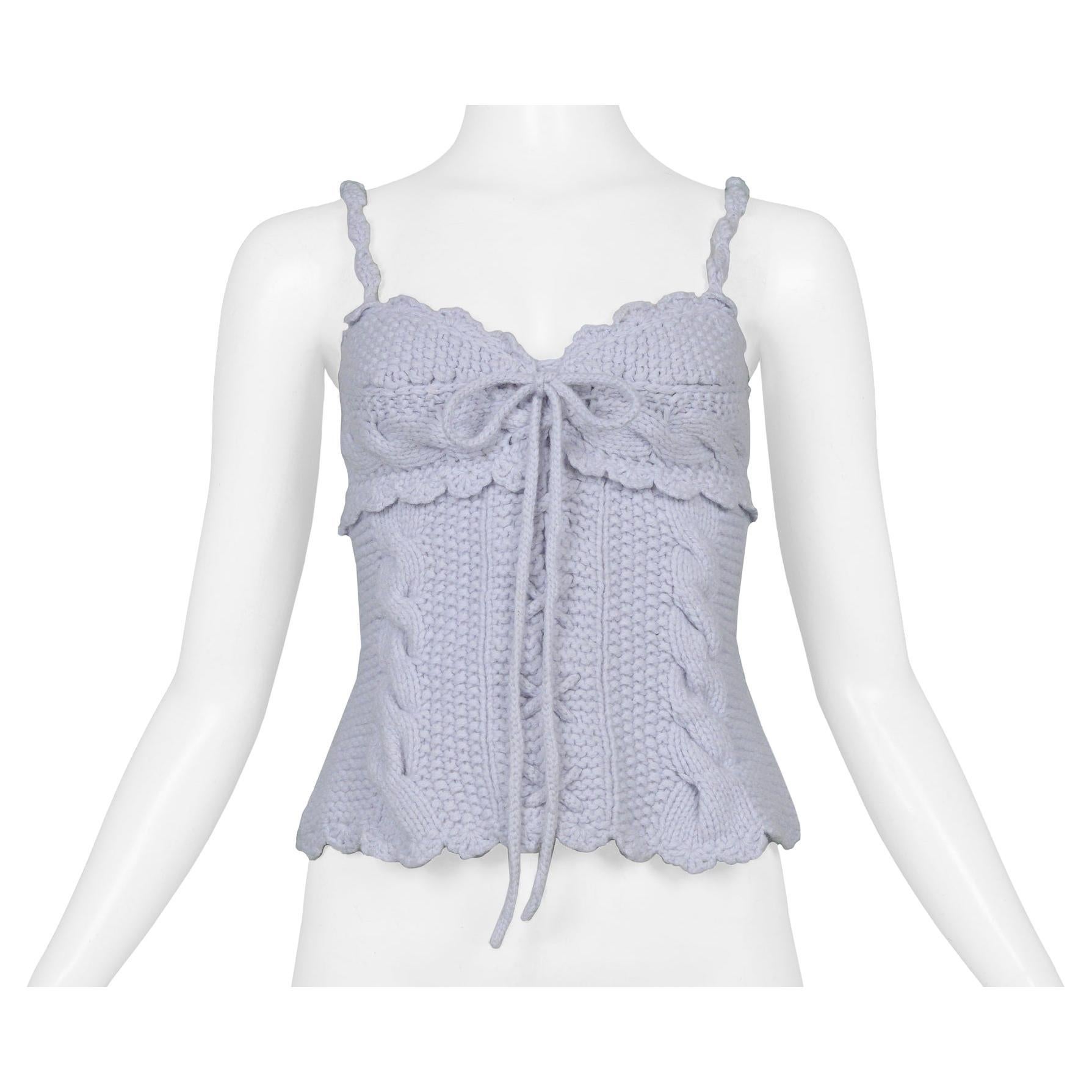 Tao For Comme Des Garcons Blue Knitted Corset Top 2005 For Sale