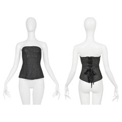 Tao pour Comme Des Garçons haut de smoking gris en maille avec dentelles de ruban de corset