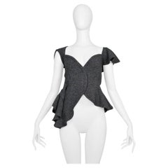 Top con volant asimmetrico in maglia decostruita grigio Tao