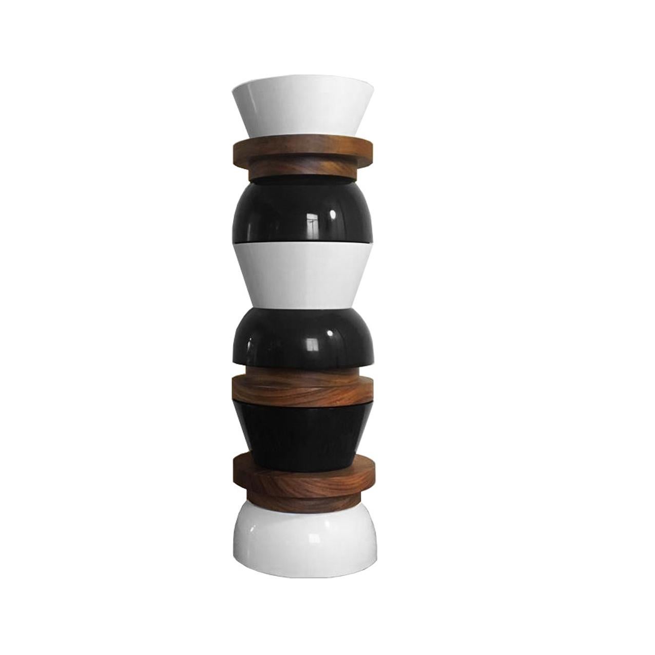 Hand-Crafted 4 TAO Stools (Minimalist, Contemporary, Wood Sculptural Object)
