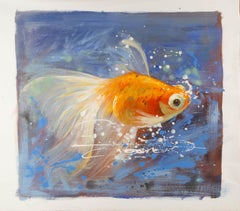 Tao Wang Tierische Original-Mischtechnik "Goldfisch"