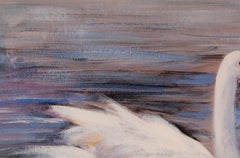 Tao Wang Animal Original Oil On Canvas "White Swan"