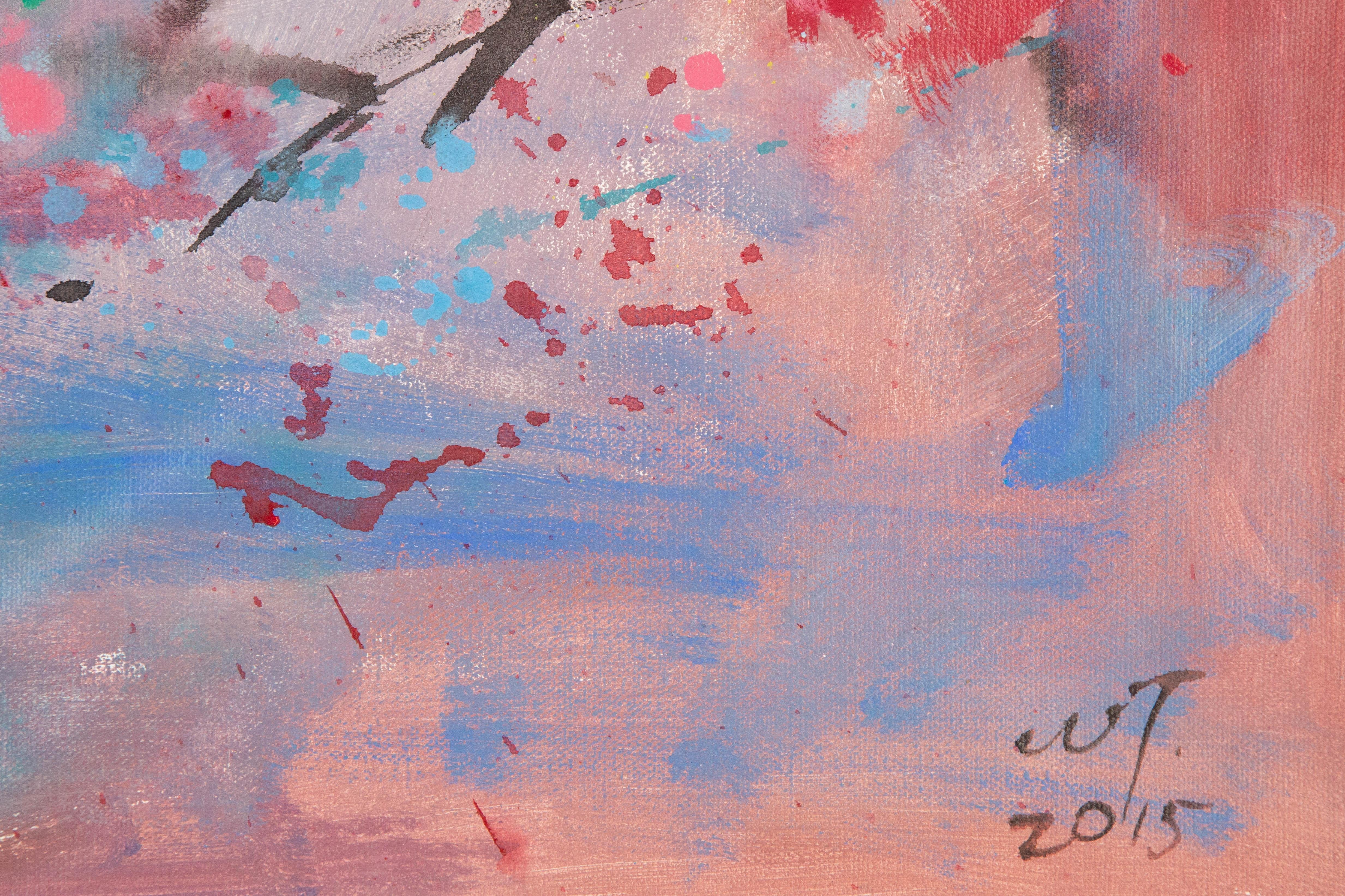 Tao Wang Floral Original Acrylic On Canvas 