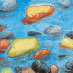Tao Wang Paesaggio Olio Originale Su Tela "Ciottoli"