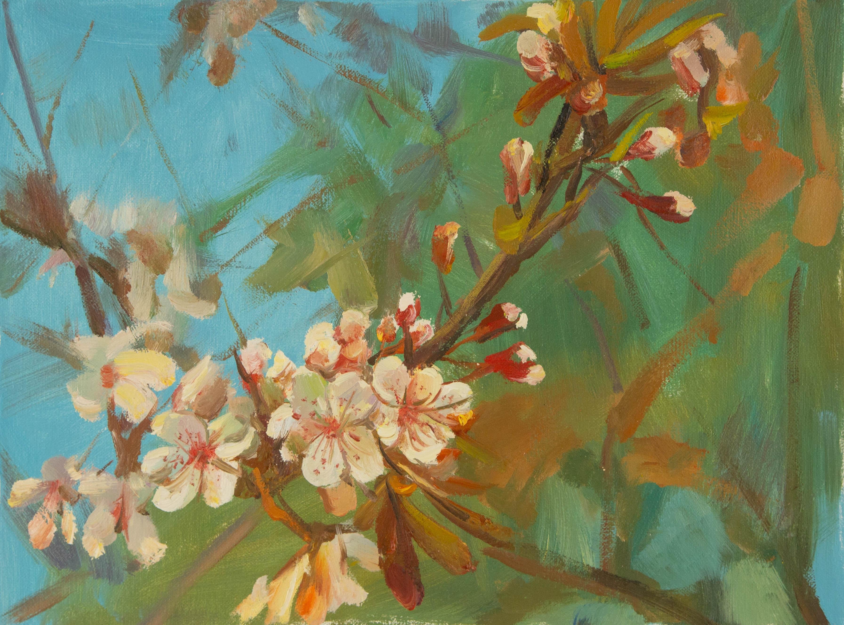 Tao Yu Floral Original Öl auf Leinwand "Early Spring III"