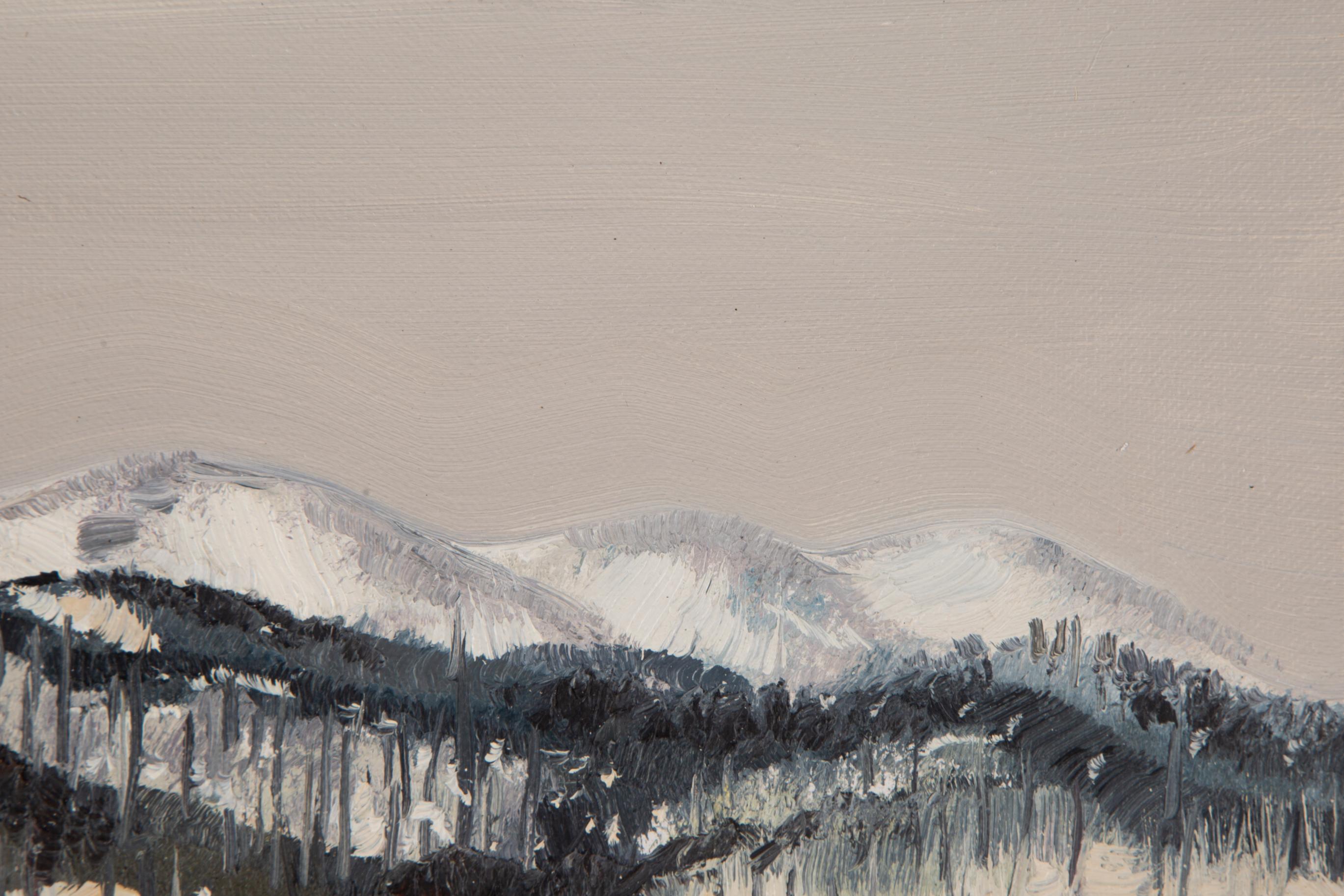 Tao Yu, peinture à l'huile impressionniste originale « Neige en hiver » en vente 1