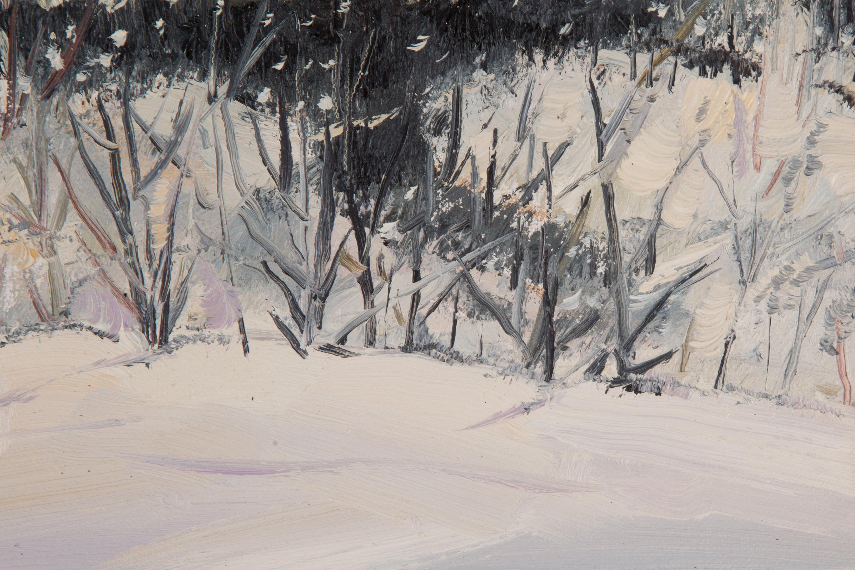 Tao Yu, peinture à l'huile impressionniste originale « Neige en hiver » en vente 3