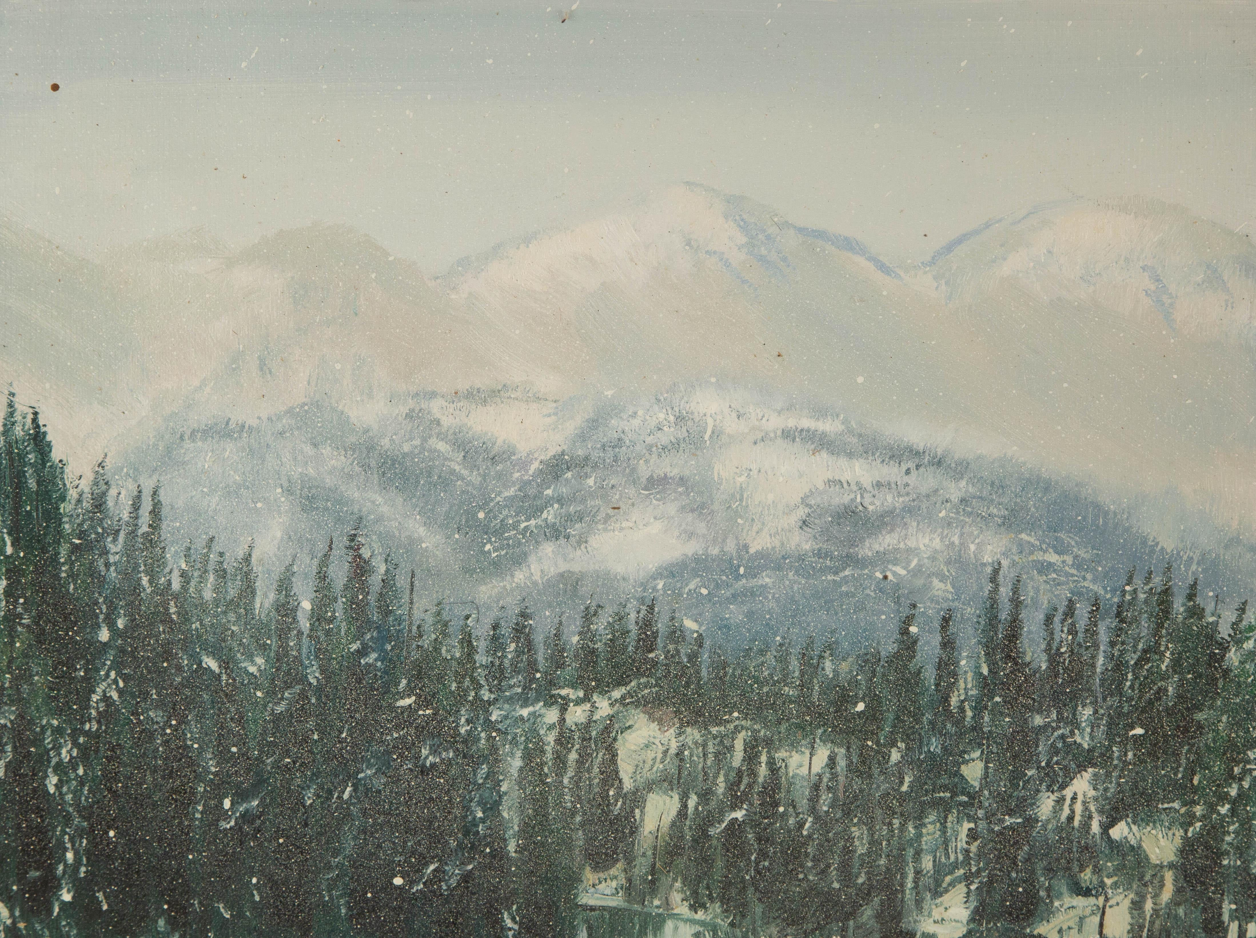 Tao Yu Landscape Original Oil On Canvas "Clouds over the Taihang Mountains"