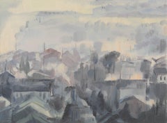 Tao Yu Landschaft Original Öl auf Leinwand "Jiangnan im Regen 1"