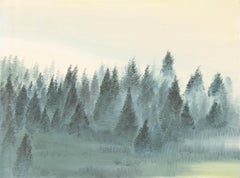 Tao Yu Landscape Original Oil On Canvas "Pine Trees at Dusk 1"