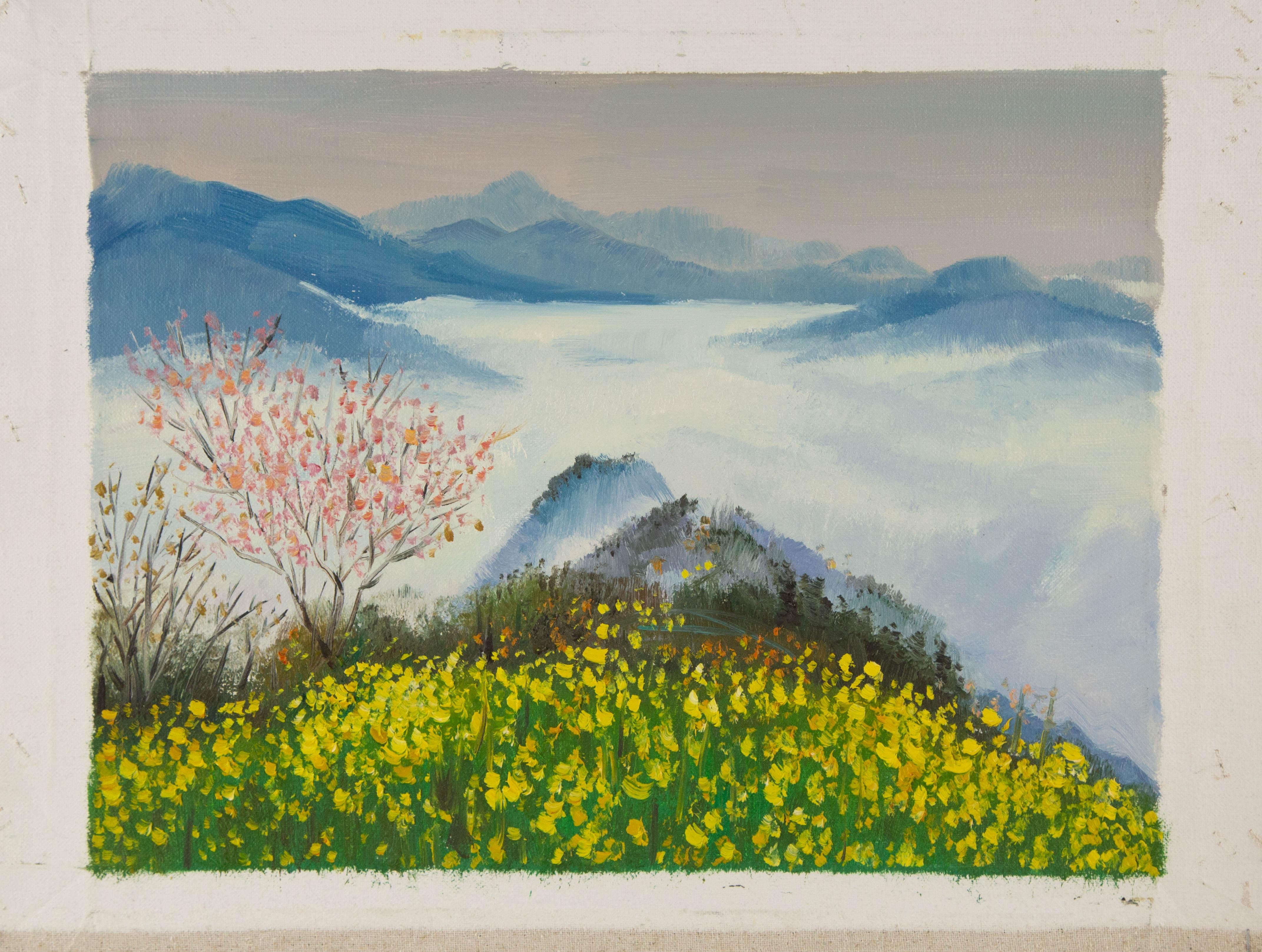 Tao Yu Landschaft Original Öl auf Leinwand 