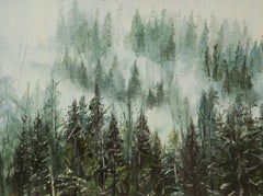 Tao Yu Landschaft Original Öl auf Leinwand "Die Schneekiefer in der Abenddämmerung"