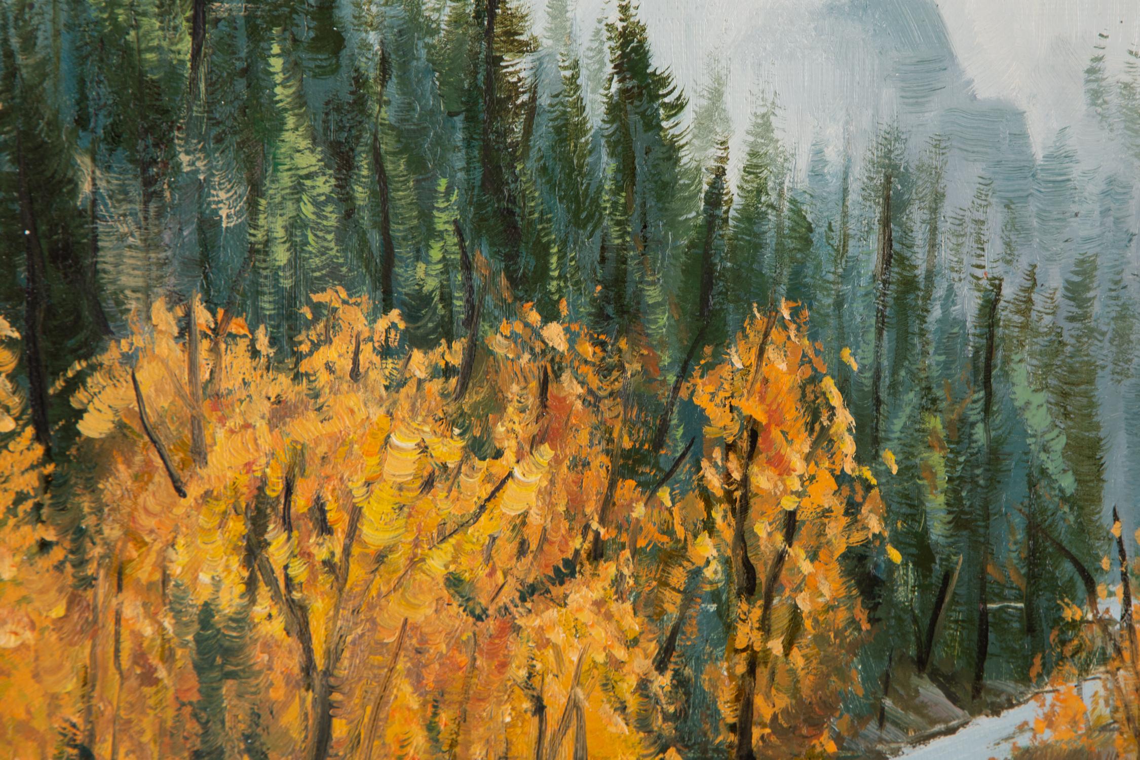 Tao Yu Landschaft, Original-Ölgemälde „Herbst Ginkgo II“, Tao Yu im Angebot 3
