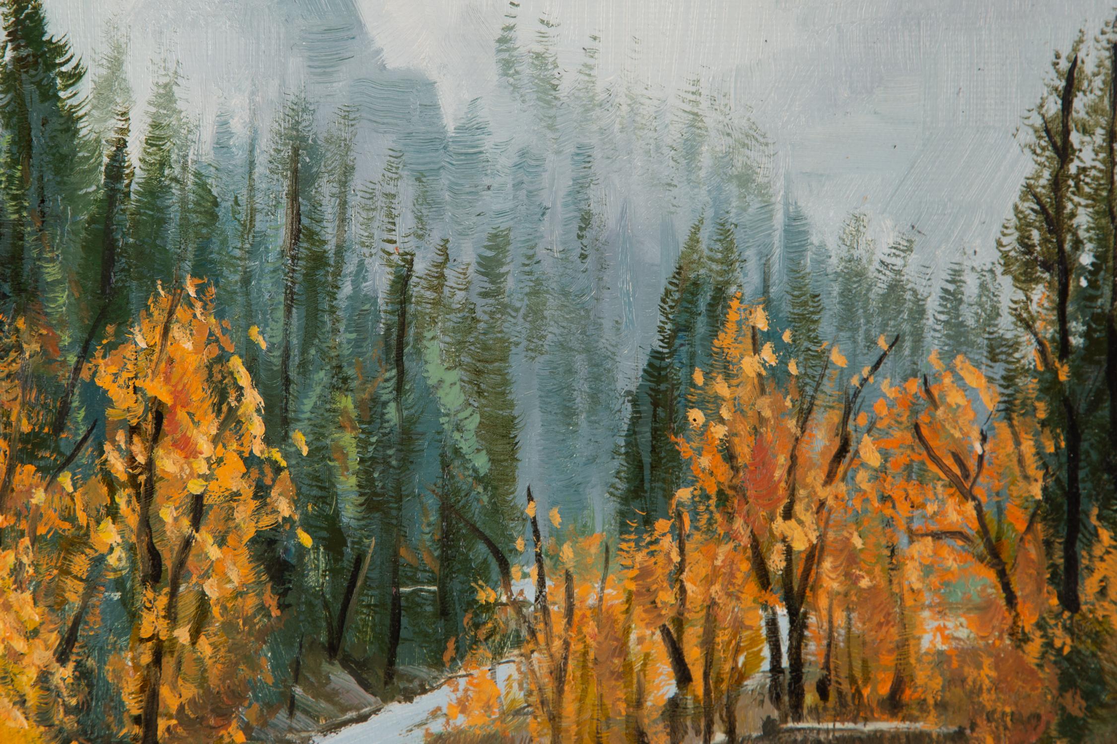 Tao Yu Landschaft, Original-Ölgemälde „Herbst Ginkgo II“, Tao Yu im Angebot 4