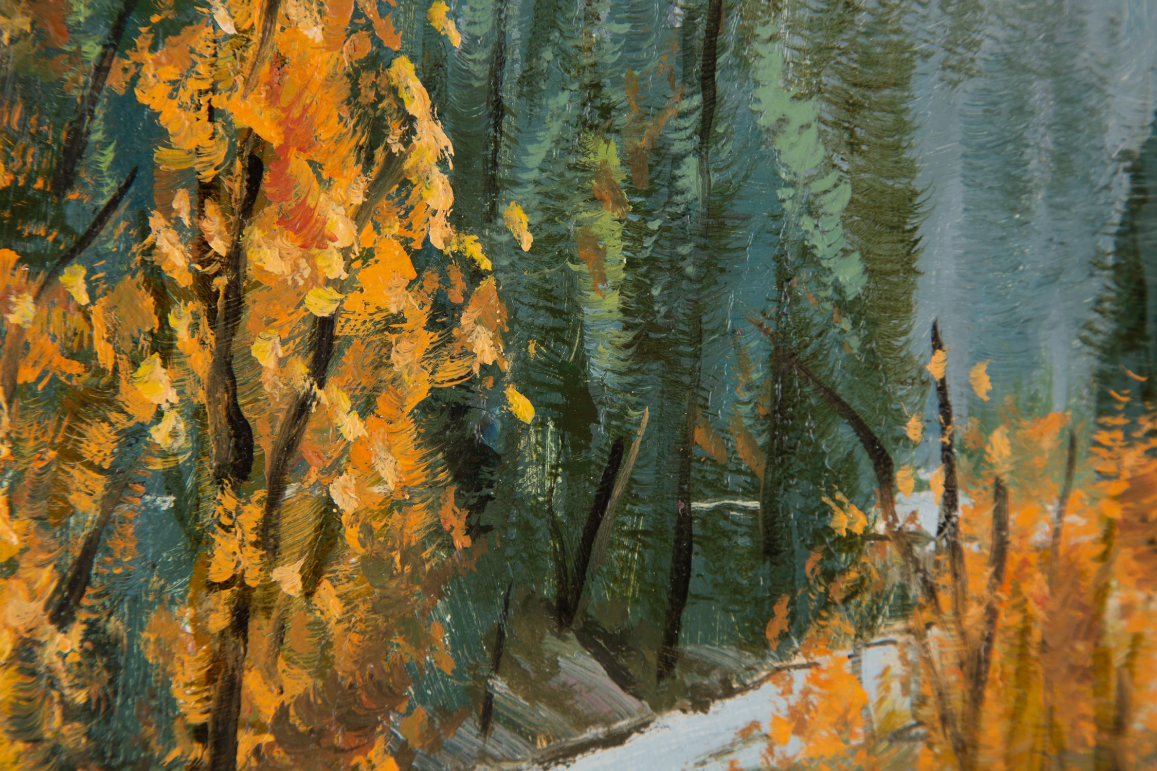 Tao Yu Landschaft, Original-Ölgemälde „Herbst Ginkgo II“, Tao Yu im Angebot 7