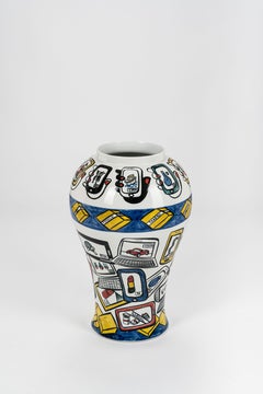 "TaoBao" Large White Porcelain Vase by Luce Raggi  Italy / China Contemporary