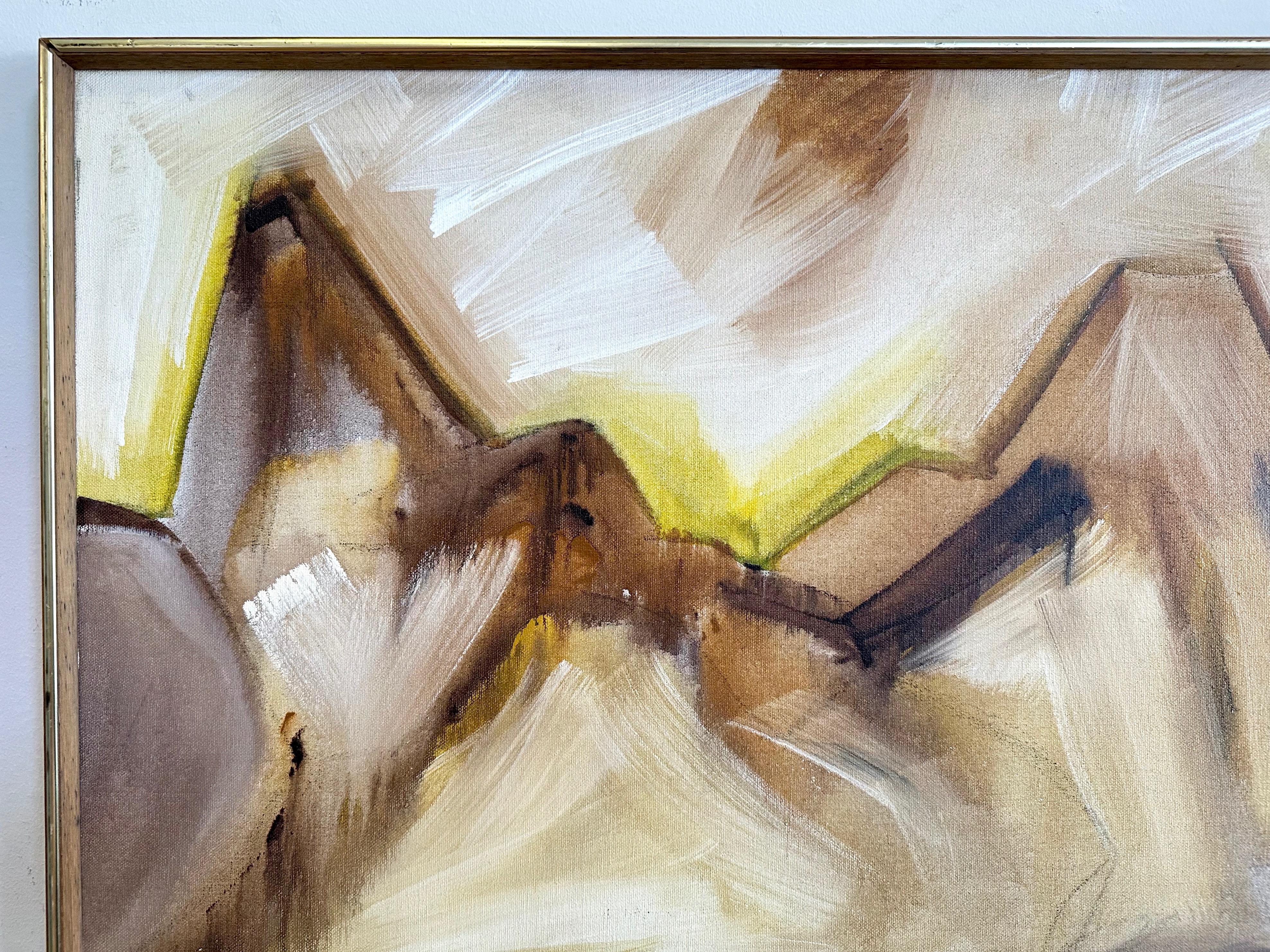 American TaoGaea (Eddie Powell), “Mountains”, Large Expressionist Oil Painting, 1970