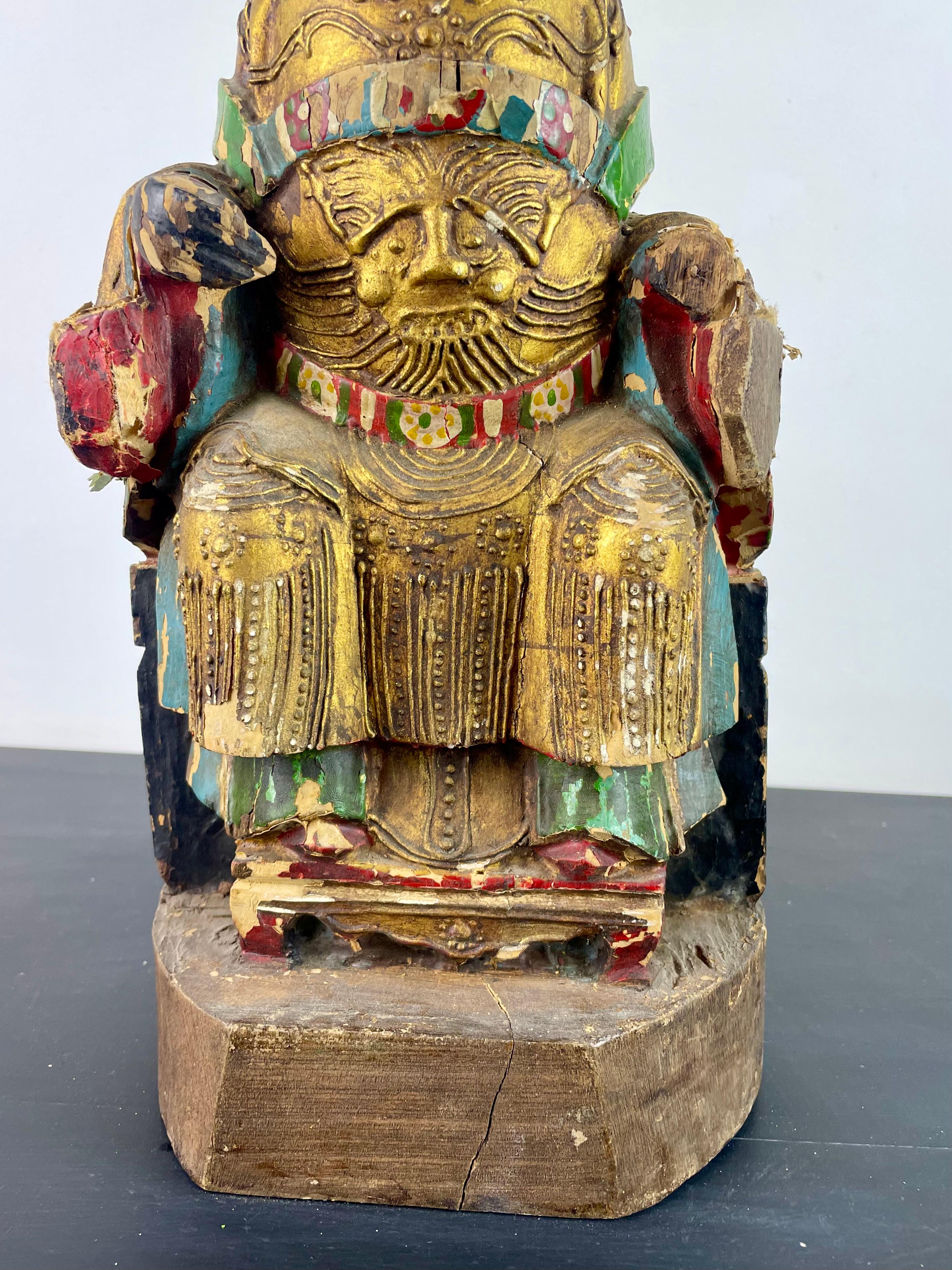 Taoist dignitary statue - ancestor reliquary - lacquered wood - China Qing 19th In Good Condition For Sale In Beuzevillette, FR