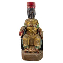 Taoist dignitary statue - ancestor reliquary - lacquered wood - China Qing 19th